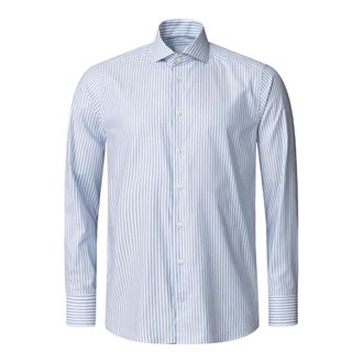 Eton Formal Shirts, male, Blue, Size: 2XL Slim Fit Striped Signature Oxford Shirt