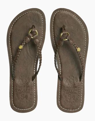 Superdry Womens Superdry Womens Faux Leather Braided Flip Flops - Brown/Brown - Size: 5 - 6 uk