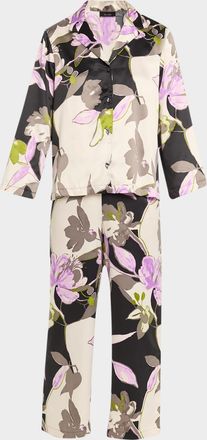 Natori Tsubaki Cropped Floral-Print Pajama Set