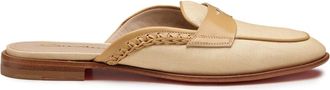 Santoni Leren en Stoffen Mule - Dames - Slip ons - Beige - 37 1/2 EU - Leer - Schoenen