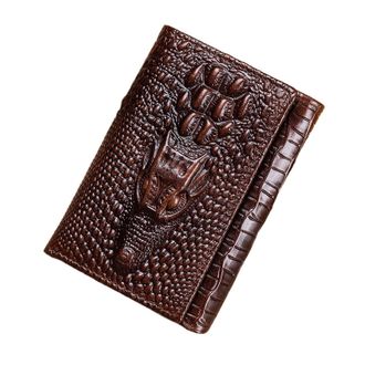 Generic Mens Bifold Wallet - Slim Leather Crocodile Print Multi-Card Holder with Money Clip(Coffee)