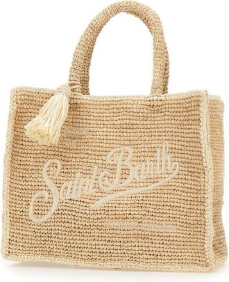 MC2 Saint Barth Tote Bags, female, Beige, Size: ONE SIZE Beige Raffia Handbag with Rope Handle
