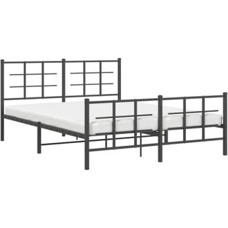 vidaXL Vidaxl - Estructura Cama Sin Colch&oacute;n Con Estribo Metal Negro 150x200 Cm