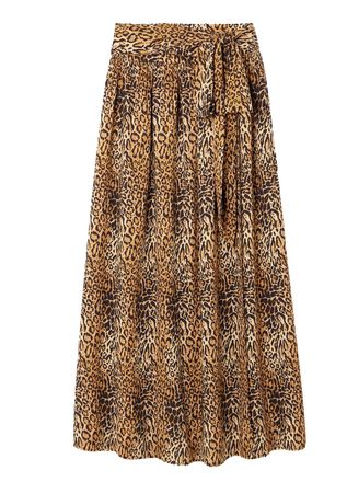 Melissa Odabash Elsa Belted Leopard-Print Jersey Maxi Wrap Skirt Size L