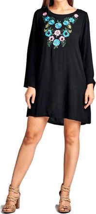 Velzera Floral Embroidered Mini Dress - Plus In Black