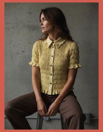 Nooki Design Womens Astrid Gingham Blouse - Yellow - Yellow Mix - Size: 10/8