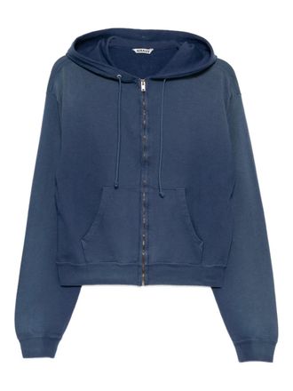 Auralee pima-cotton dyed zip hoodie - men - Cotton - 4 - Blue