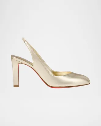 Christian Louboutin 85mm Fannylove Metallic Leather Slingback Pumps
