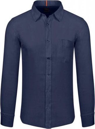 HUGO BOSS Casual-fit shirt in micro-check stretch cotton - Heren - Casual Overhemden - Blauw - S - Katoen - Overhemden