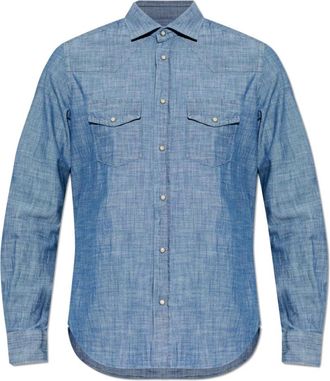 Eleventy Shirt met Zakken - Heren - Casual Overhemden - Blauw - 2XL - Katoen - Overhemden