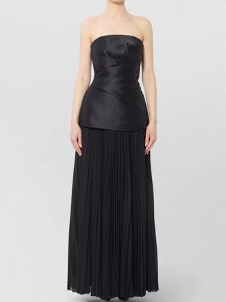 Solace London draped bustier pleated chiffon maxi dress