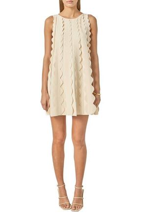 English Factory Scalloped Sleeveless Shift Dress in Cream at Nordstrom, Size X-Small