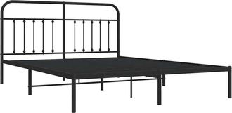 vidaXL Estructura Cama Sin Colch&oacute;n Con Cabecero Metal Negro 183x213 Cm Vidaxl