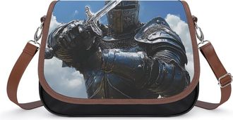 Generic Knights Holding His Sword Crossbody Bag Womens Handbag PU Message Bags Shoulder Purse with Adjustable Strap