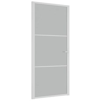 vidaXL Puerta Interior De Vidrio Y Aluminio Blanco Mate 93x201,5 Cm Vidaxl