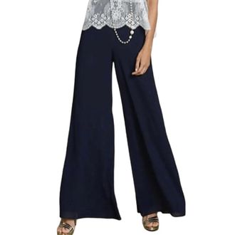 Moskada Dames, Broeken, Blauw, Maat: XL Chiffon