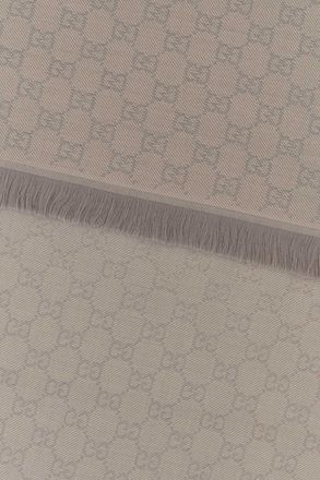 Gucci Womens Embroidered Wool Scarf Beige