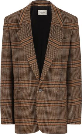 Saint Laurent houndstooth check blazer - Brown