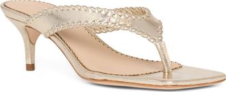 Cinq &agrave; Sept Frankie Metallic Kitten Heel Sandal in Light Gold at Nordstrom, Size 39.5