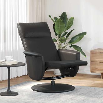 vidaXL Sill&oacute;n Reclinable Con Reposapi&eacute;s Cuero Sint&eacute;tico Negro Vidaxl