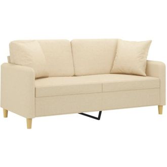 vidaXL Divano a 2 Posti con Cuscini Crema 140 cm in Tessuto - Vidaxl