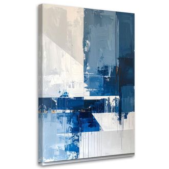 Feeby Impresi&oacute;n De Imagen Abstracci&oacute;n Azul Y Blanca Con Roces Pict&oacute;ricos 80x120