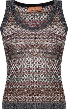 Missoni crochet-knit sequinned tank top - women - Polyester/Metallic Fibre/Viscose/Polyamide - 44 - Multicolour