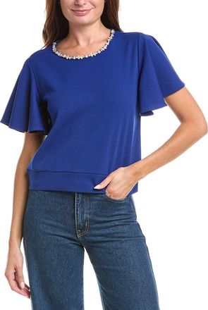 Gracia Crystal Embroidered Crewneck Top