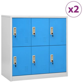 vidaXL Vidaxl - Armarios Taquilla 2 Uds Acero Gris Claro Y Azul 90x45x92,5 Cm
