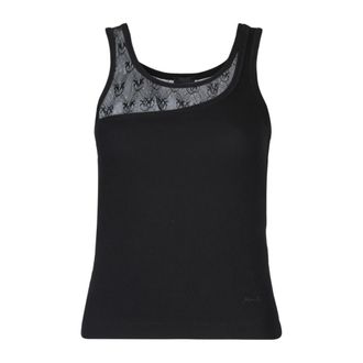 Pinko Sleeveless Tops, female, Black, Size: XS Cupboard Canotta Costina