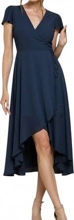 Soieblu Short Sleeve Midi Wrap Dress In Navy