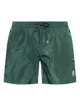Moncler logo-patch swim shorts - men - Polyamide/Polyamide - S - Green