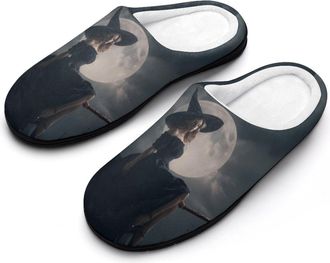 Generic Halloween Witch Womens Slippers Winter Warm House Shoes Indoor Outdoor Hotel Slipper