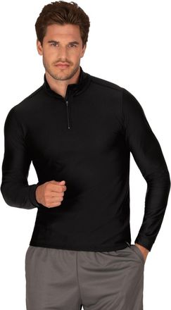 Trigema Sweatshirt TRIGEMA TRIGEMA Lang&auml;rmeliges Sportshirt mit Reissverschluss, Herren, Gr. S, schwarz, 92% Polyester, 8% Elasthan, Sweatshirts Sweatshirt