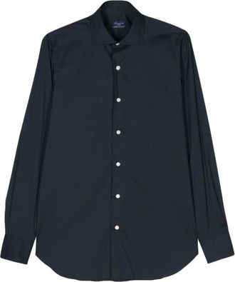 Finamore Napoli Shirt - Heren - Casual Overhemden - Blauw - L - Katoen - Overhemden