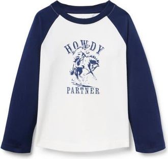 Janie and Jack Howdy Baseball Raglan Sleeve Tee in Navy at Nordstrom, Size 12-18M