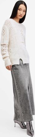 AllSaints Womens Alpaca/Merino Wool Winnie Crew Neck Jumper, Size: XS