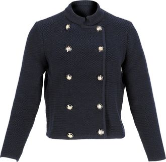 BA&SH Ba & sh Louman Double-Breasted Cardigan in Navy Blue Cotton