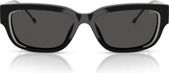Diesel Geck-D 56mm Rectangular Sunglasses in Shiny Black/Dark Grey at Nordstrom