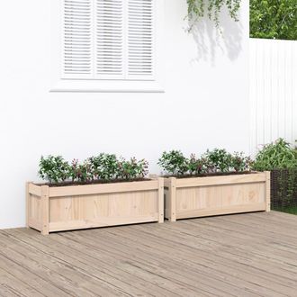 Berkfield Home Garden Planters 2 pcs Solid Wood Pine in Brown