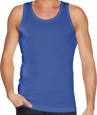 Generic Gaffer Mens Vests Plain Tank Top Regular Fit 50% Cotton and 50% Polyester Sleeveless Basic Classic Underwear Athletic Muscle Gym Fitness Wear Royal Me