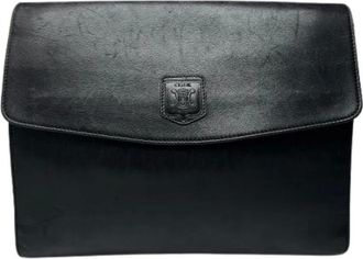 Celine Pre-owned Clutches, female, Black, Size: ONE SIZE Pre-owned Vintage Leather Clutch