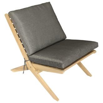 Happy Garden Silla plegable de acacia y cojines grises