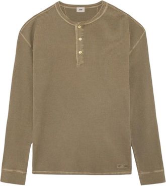 Autry Tops, Heren, Groen, S, Katoen, Lange Mouw Wafelstijl Details