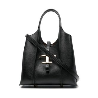 Tod's Tods, Tote Bags, female, Black, Size: ONE SIZE Timeless logo-plaque tote bag
