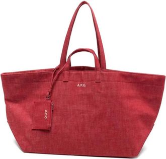 A.P.C. Tote Bags, female, Red, Size: ONE SIZE Le Drummer Toile Tote Bag