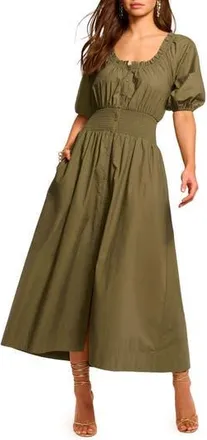 Ramy Brook Laura Smocked Waist Maxi Dress in Olive Green at Nordstrom Rack, Size Xx-Small