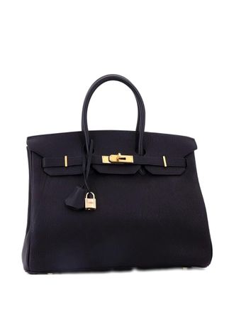 Herm&egrave;s Borsa tote Birkin 35 in pelle Fjord con dettagli in palladio - Nero