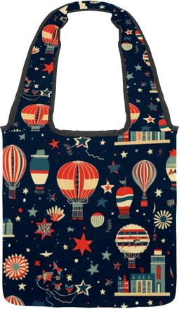 Generic Independence Balloon Reversible Canvas Shoulder Tote - Double-Sided Print, 12oz Cotton, 27cm Drop, Fold-Flat Bag for Travel, Shopping, Street Outings