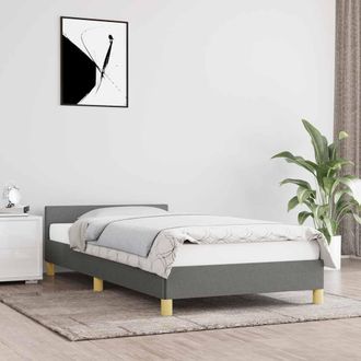 vidaXL Estructura De Cama Sin Colch&oacute;n Tela Gris Oscuro 90x190 Cm Vidaxl